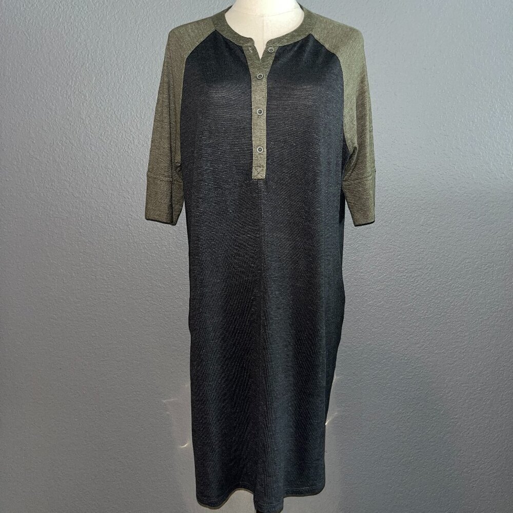 PRANA SUSTAINABLE QUALITY BUILT FOR THE JOURNEY  HEMP BLEND COZY UP HENLEY DRESS
